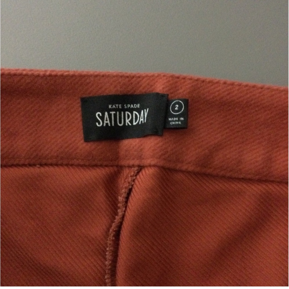 Kate Spade Size 2 Saturday Burnt Orange Cotton Wide Leg Cropped Trousers Pants - Picture 7 of 8